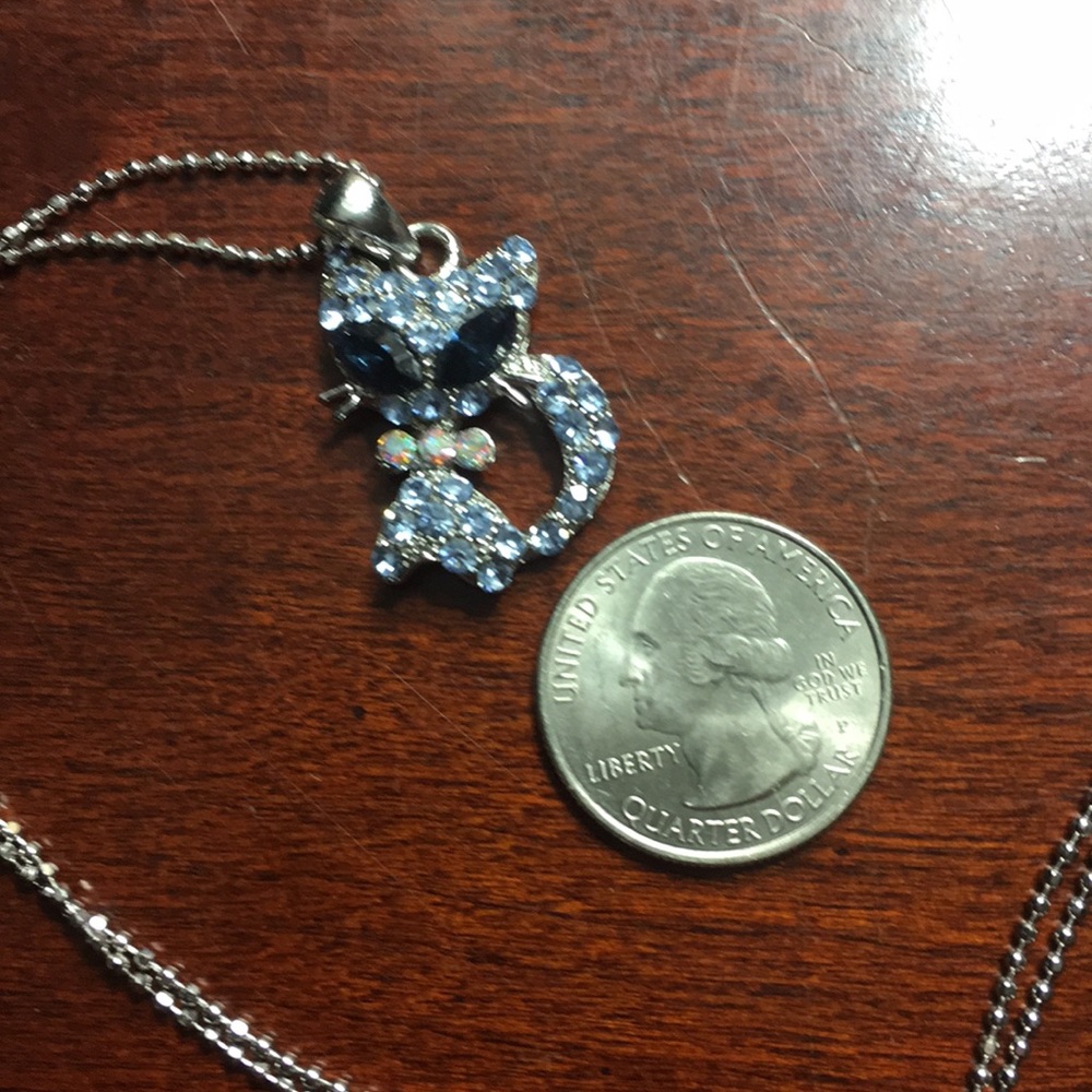 Cute kitty rhinestone necklace